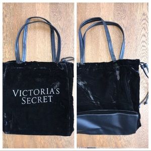 Victoria’s Secret Velvet Black Drawstring Bag NWOT